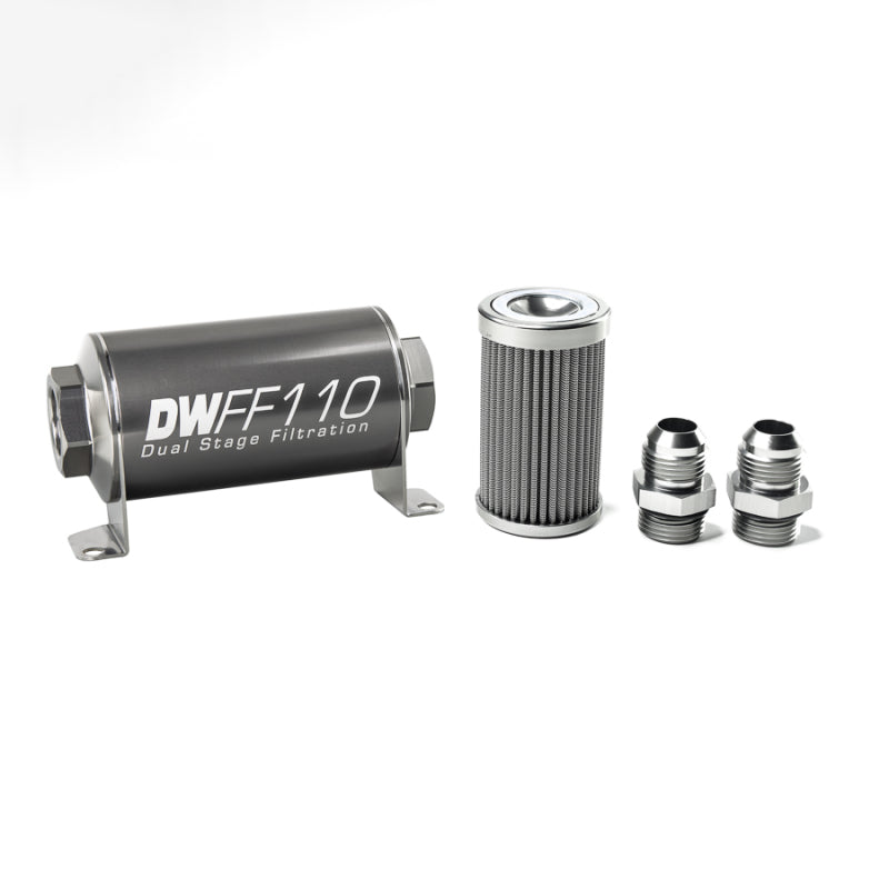 DeatschWerks Stainless Steel 10AN Inline Fuel Filter Housing Kit (110mm, 100 Micron)