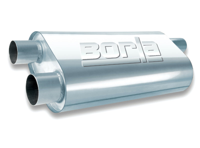 Borla Universal Oval Transverse Muffler with 3-Inch Inlet and Dual 2.5-Inch Outlets