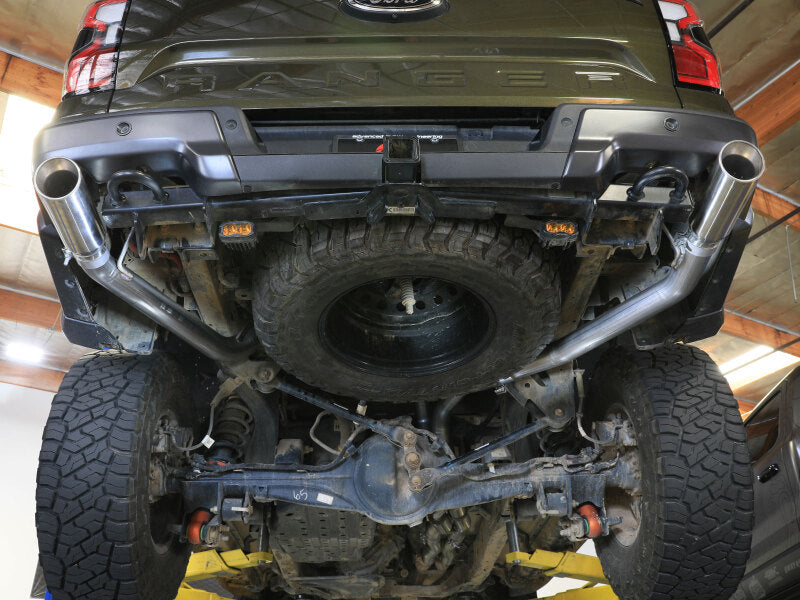 aFe Vulcan Series 3-Inch 304 Stainless Steel Cat-Back Exhaust System with Polished Tips for Ford Ranger Raptor 2024-2026