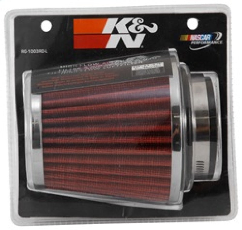 K&N Engineering Universal Chrome Air Filter with Adjustable Flange - Part RG-1003RD-L