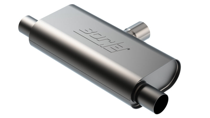 Borla T-Flow Universal Muffler - 2.5 Inch Single Inlet and Dual Outlets, 24 Inch Overall Length