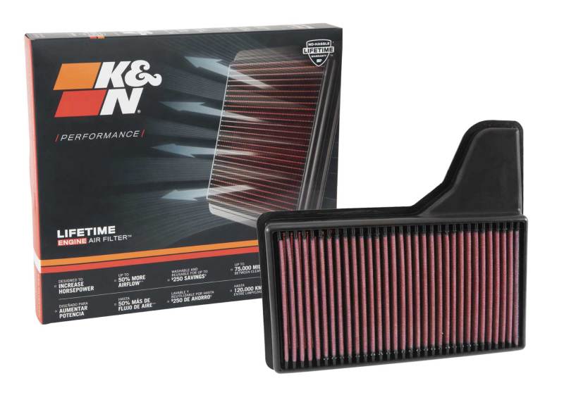 K&N Replacement Panel Air Filter for 2015-2016 Ford Mustang 2.3L L4, 3.7L V6, 5.0L V8