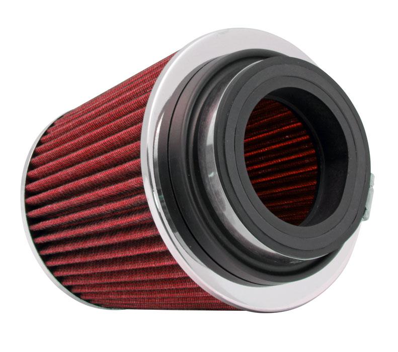 K&N Engineering Universal Air Filter Chrome Round Tapered Red - 4 Inch ID, 5.5 Inch Height