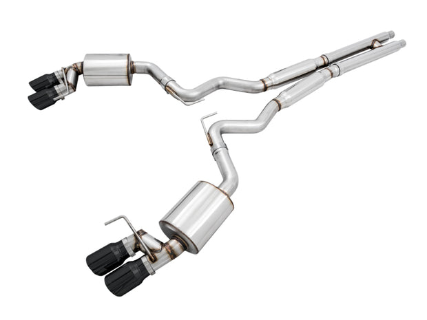 AWE Tuning Touring Edition Cat-Back Exhaust for 2018-2023 Ford Mustang GT - Quad Diamond Black Tips