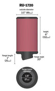 K&N Universal Rubber Round Air Filter with 20-Degree Flange Angle, 2.25-inch Flange ID, 3.5-inch OD, 6-inch Height