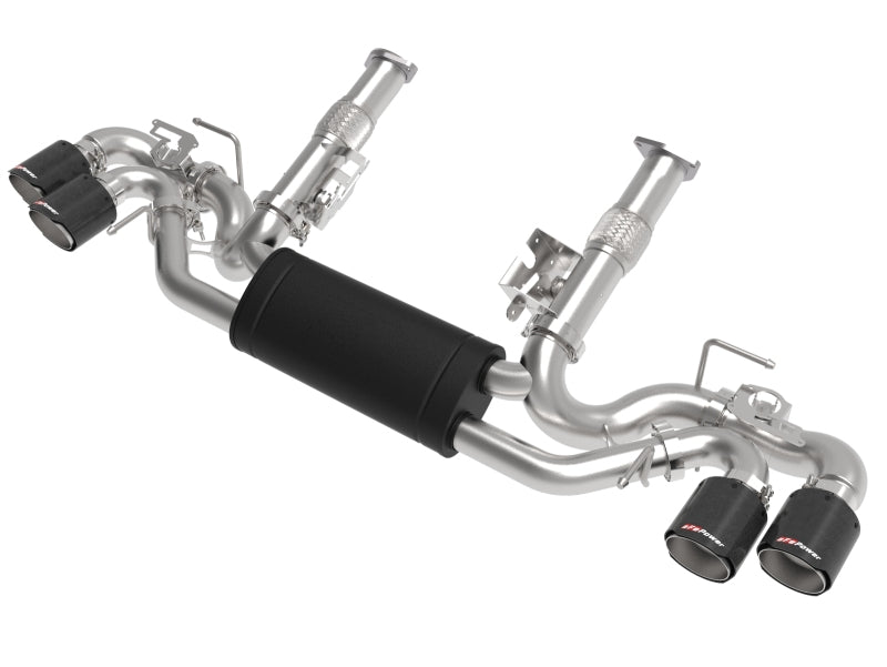 aFe MACH Force-Xp 3 Inch to 2-1/2 Inch Stainless Steel Cat-Back Exhaust System with Carbon Fiber Tips for Chevrolet Corvette C8 (2020-2026)