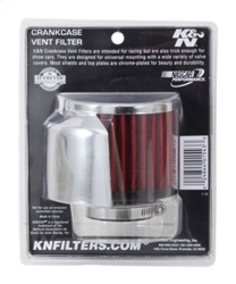 K&N Engineering 62-1513 Crankcase Vent Filter with Chrome Top and Rubber Base for Classic and Racing Engines