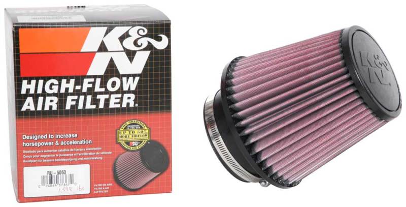 K&N Engineering RU-5060 Universal Clamp-On Air Filter – 4 Inch Flange, 6-1/2 Inch Base, 4-1/2 Inch Top, 6 Inch Height for Jeep Liberty 2002-2003