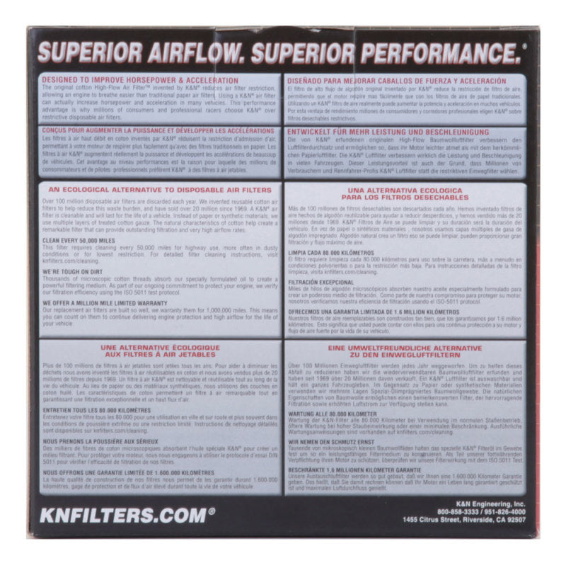 K&N Engineering E-3212 Custom Round High-Flow Air Filter for Automotive Performance