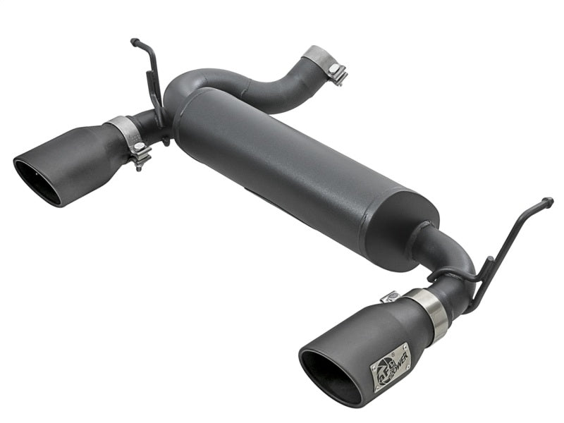 aFe Rebel Series 2.5-inch Dual Black Tip Axle-Back Exhaust System for Jeep Wrangler (JK) 2007-2018 with V6 Engines