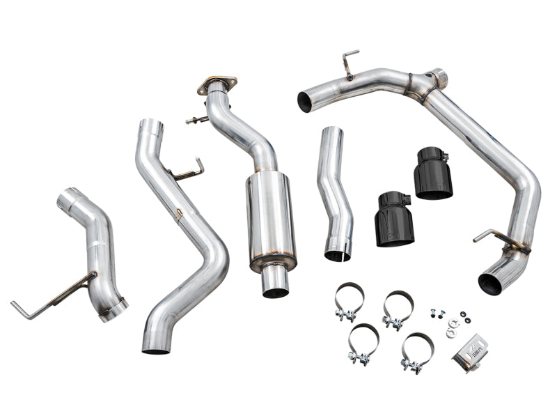 AWE Tuning 0FG Dual Rear Exit Exhaust with BashGuard™ for Ford Bronco – Diamond Black Tips