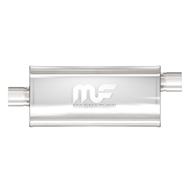 MagnaFlow Part 12256 Stainless Steel Oval Performance Exhaust Muffler – 2.5 Inch Inlet/Outlet, 5x8x18 Inches