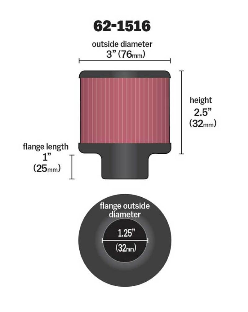 K&N Engineering 62-1516 Chrome Top Crankcase Vent Filter with Deflector Shield and 1-1/4 Inch Flange