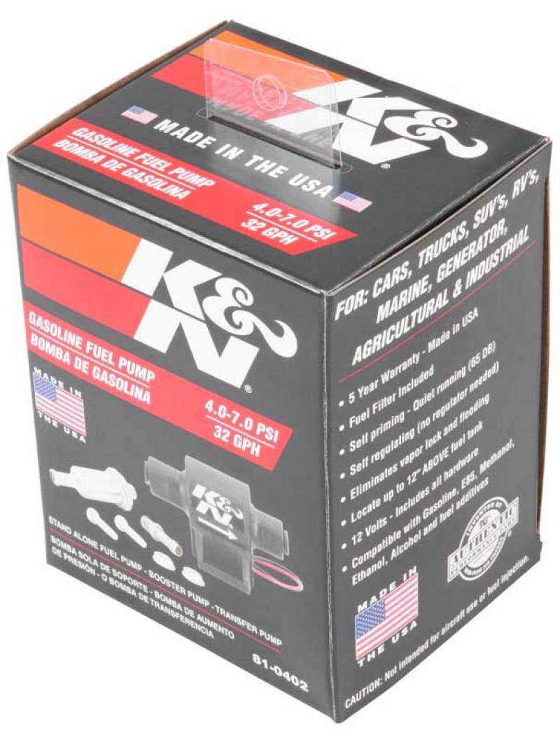 K&N Performance Electric Fuel Pump 4-7 PSI - Universal 12-Volt Fuel System Hardware