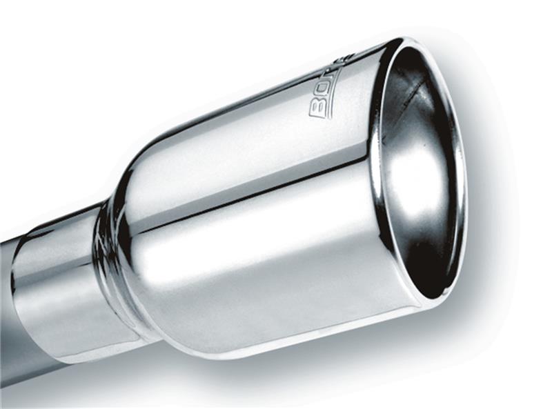Borla Universal Polished Exhaust Tip with Clamp – 2.5-inch Inlet, 4-inch Round Outlet, Stainless Steel