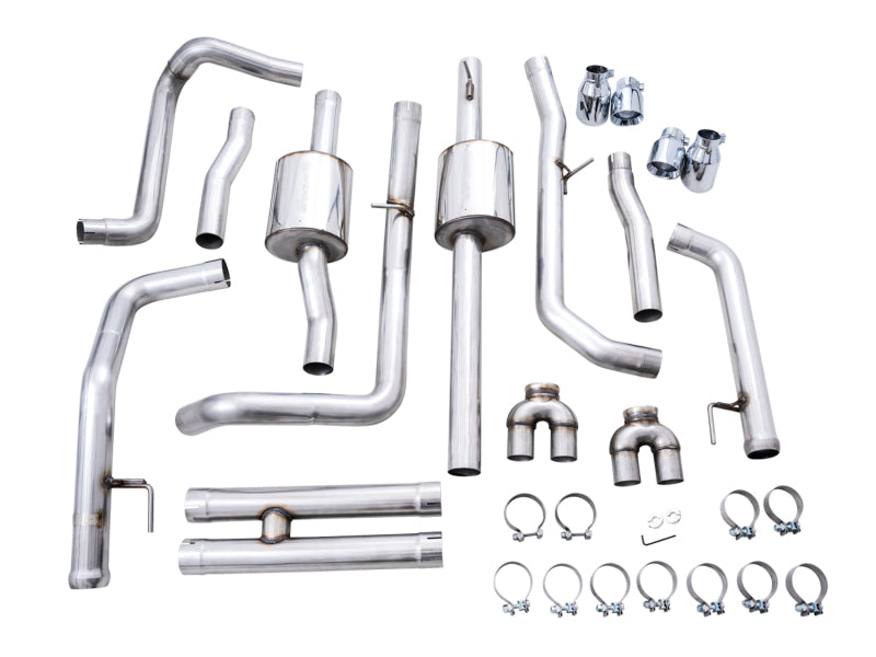 AWE Tuning 4th Gen GM Silverado/Sierra 6.2L Cat-Back Exhaust with Quad Chrome Tips — Part Number 3015-42203