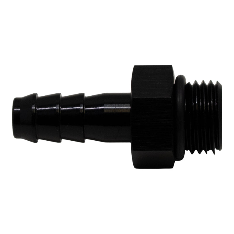 DeatschWerks 6AN ORB Male to 5/16 inch Male Triple Barb Fitting with O-Ring - Anodized Matte Black