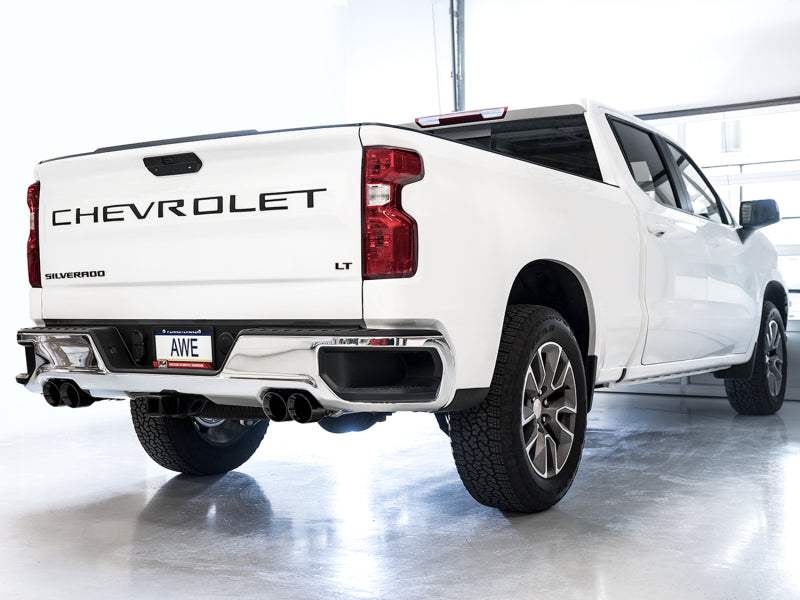 AWE Tuning 4th Gen GM 1500 6.2L 0FG Cat-Back Split Rear Exit Exhaust with Quad Diamond Black Tips