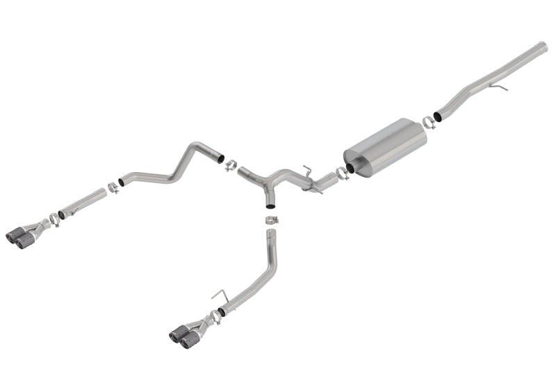Borla 140772CF Touring Cat-Back Exhaust System for Chevrolet Silverado 1500 & GMC Sierra 1500 with 6.2L V8 – Carbon Fiber Tips