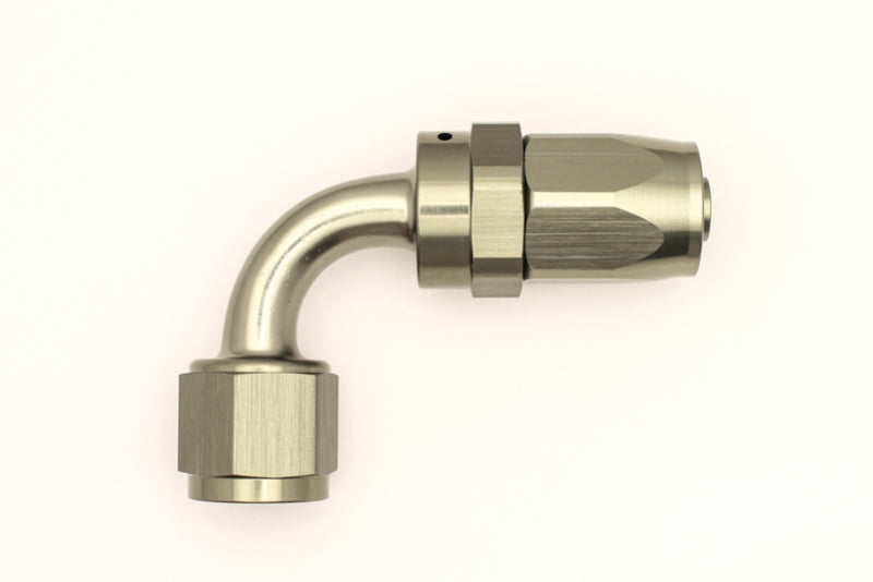 DeatschWerks 8AN Female Swivel 90-Degree Hose End CPE - Anodized DW Titanium