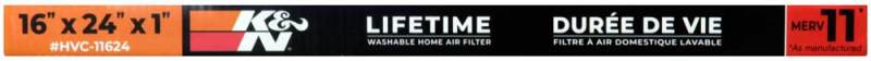 K&N HVAC Filter - 16 x 24 x 1, Reusable Washable Pleated Synthetic Filter for Improved Air Quality