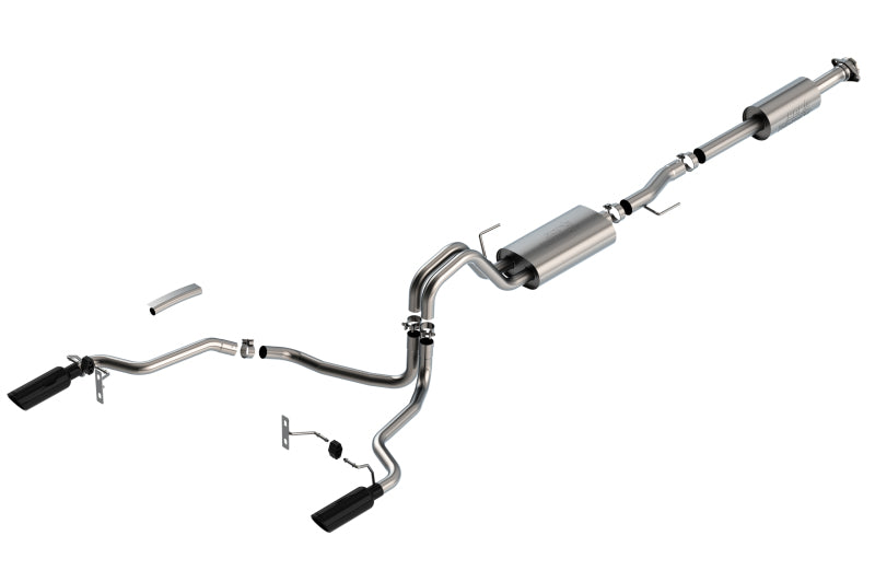 Borla F-150 2021-2025 Touring Cat-Back Exhaust System with Black Chrome Tips - Part #140862BC