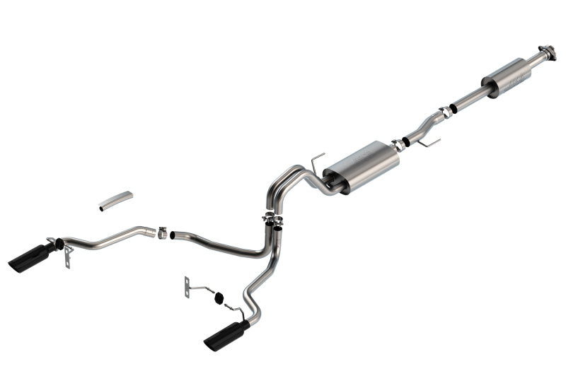 Borla F-150 2021-2025 5.0L Cat-Back Touring Exhaust System with Black Chrome Tips - Part #140865BC