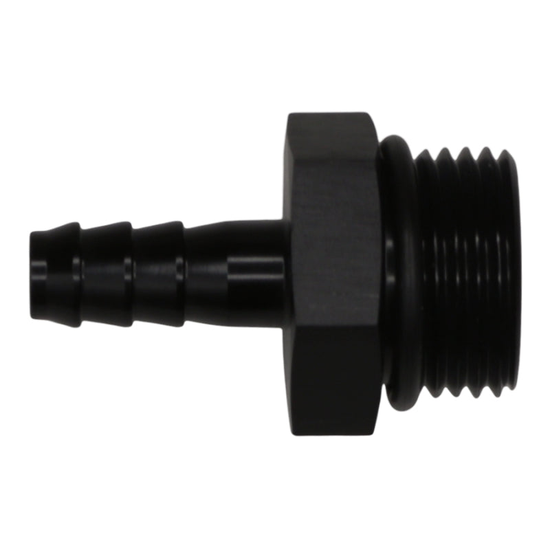 DeatschWerks 10AN ORB Male to 5/16 Inch Male Triple Barb Fitting with O-Ring - Anodized Matte Black