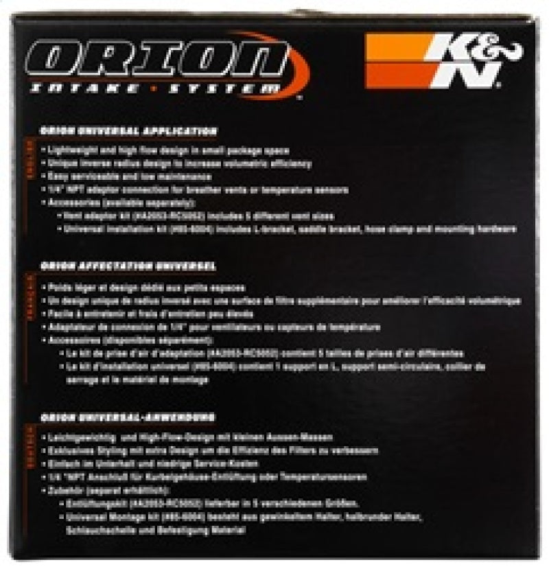 K&N Engineering 54-5000 Orion Universal Air Cleaner Assembly – High-Flow Cold Air Intake System