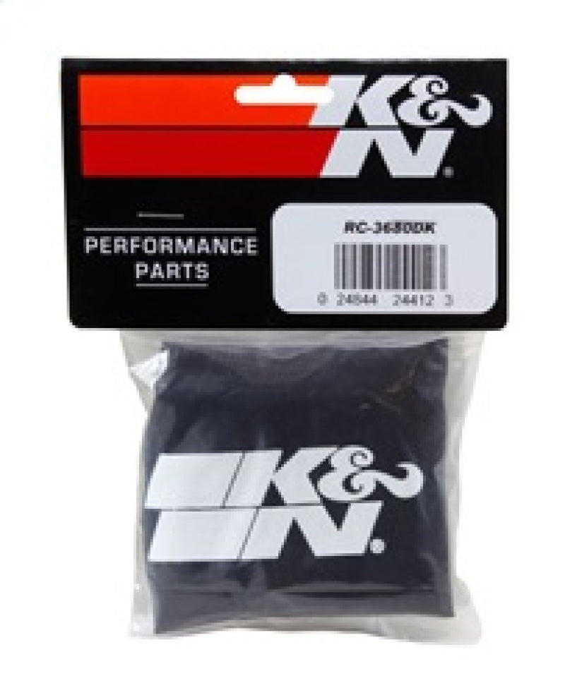 K&N Engineering RC-3680DK Drycharger Black Air Filter Wrap for Enhanced Airflow and Water Resistance