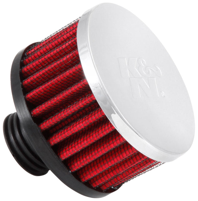 K&N Engineering 62-1495 Chrome Top Rubber Base Crankcase Vent Filter for Ford Valve Covers