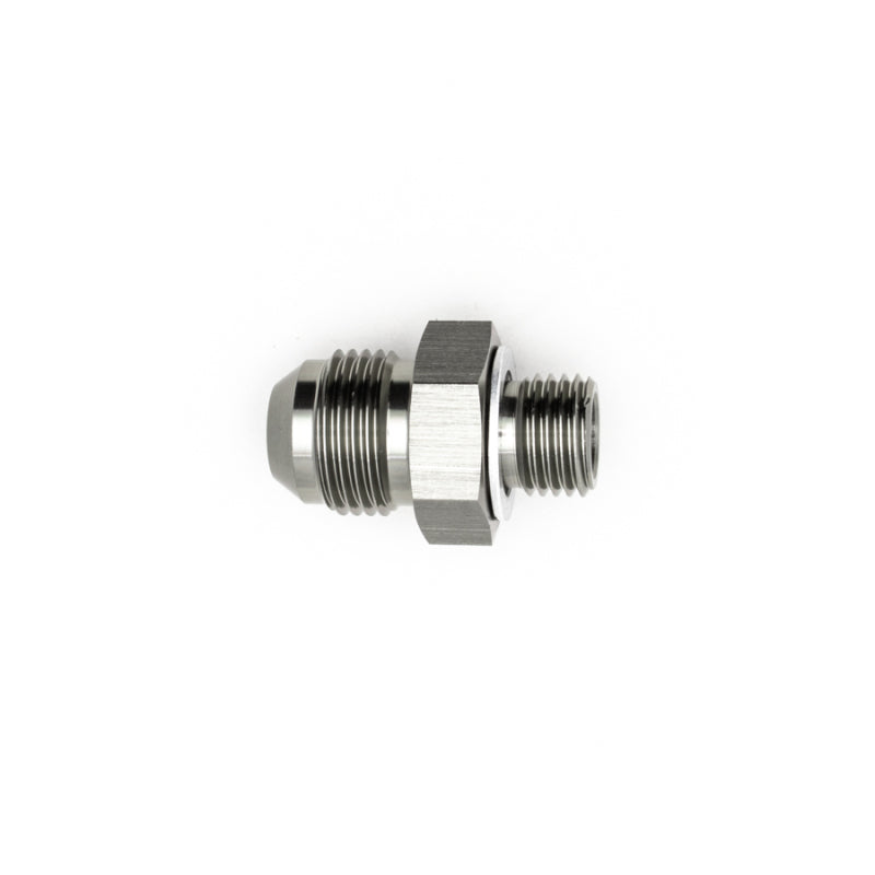 DeatschWerks 8AN Male Flare to M14 x 1.5 Male Metric Adapter with Washer - Anodized Matte Black