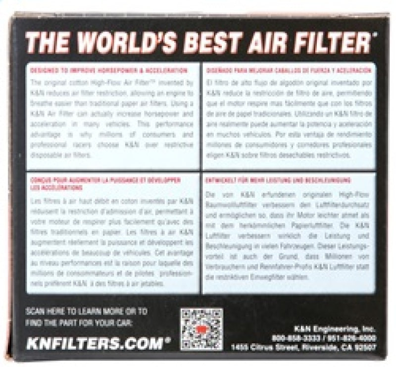 K&N Engineering Universal Rubber Air Filter with 2-Inch Flange – Part Number RU-2580