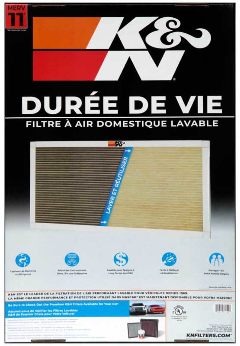 K&N HVAC Filter - 16 x 24 x 1, Reusable Washable Pleated Synthetic Filter for Improved Air Quality