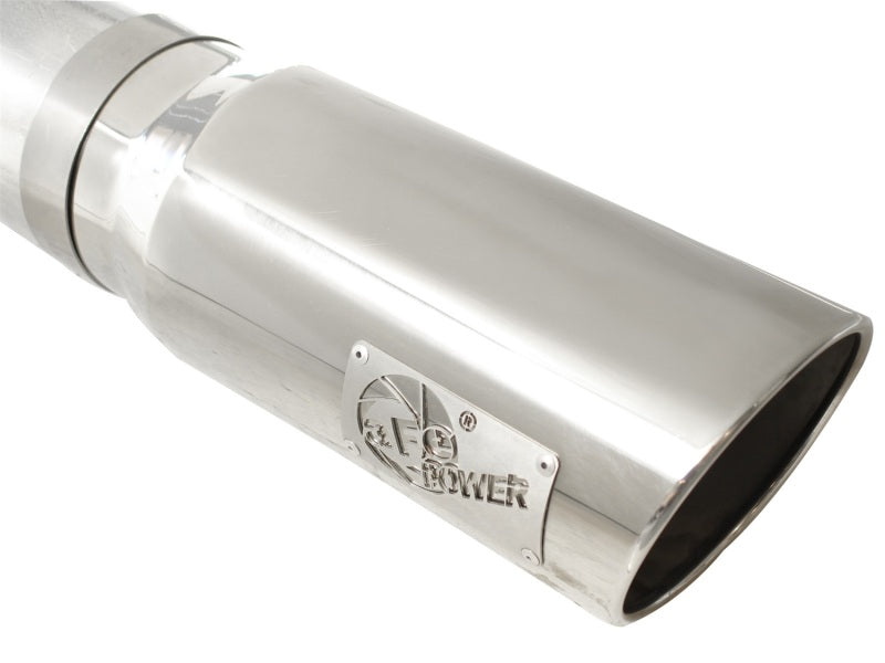 aFe Atlas 5-Inch DPF-Back Aluminized Steel Exhaust System with Polished Tip for GM Silverado 2500 HD Diesel 2011-2014