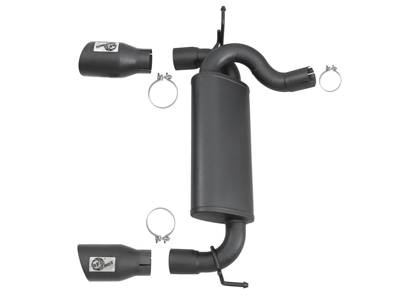 aFe Rebel Series 2.5-inch Dual Black Tip Axle-Back Exhaust System for Jeep Wrangler (JK) 2007-2018 with V6 Engines