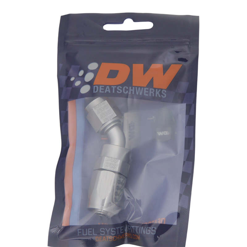DeatschWerks 6AN Female Swivel 45-Degree Hose End CPE - Anodized DW Titanium