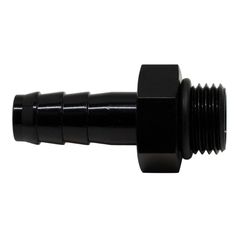DeatschWerks 6AN ORB Male to 3/8 Inch Male Triple Barb Fitting with O-Ring - Anodized Matte Black