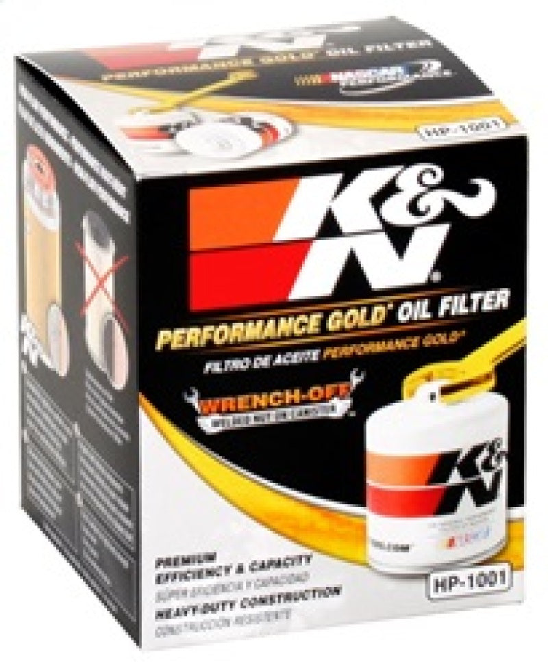 K&N Engineering Performance Gold Oil Filter for Chevy, Pontiac, GMC, and Buick - Part HP-1001
