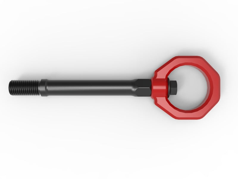 aFe CONTROL Front Tow Hook for Chevrolet Corvette C8 (2020-2026) Red - CNC Machined 4130 Steel with Vibra-tite Threadlocker