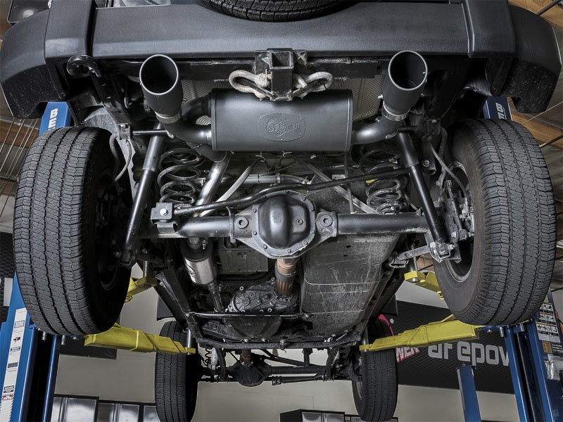 aFe Rebel Series 2.5 inch 409 Stainless Steel Cat-Back Exhaust System with Black Tips for Jeep Wrangler (2007-2018) V6 3.6L / 3.8L