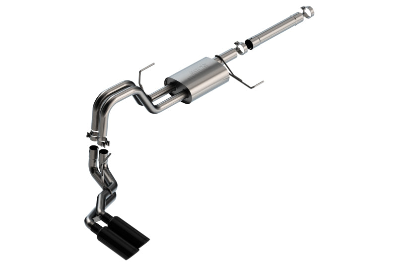 Borla 21-22 Ford F-150 PowerBoost 3.5L V6 Dual Cat-Back Exhaust System with Black Chrome Tips
