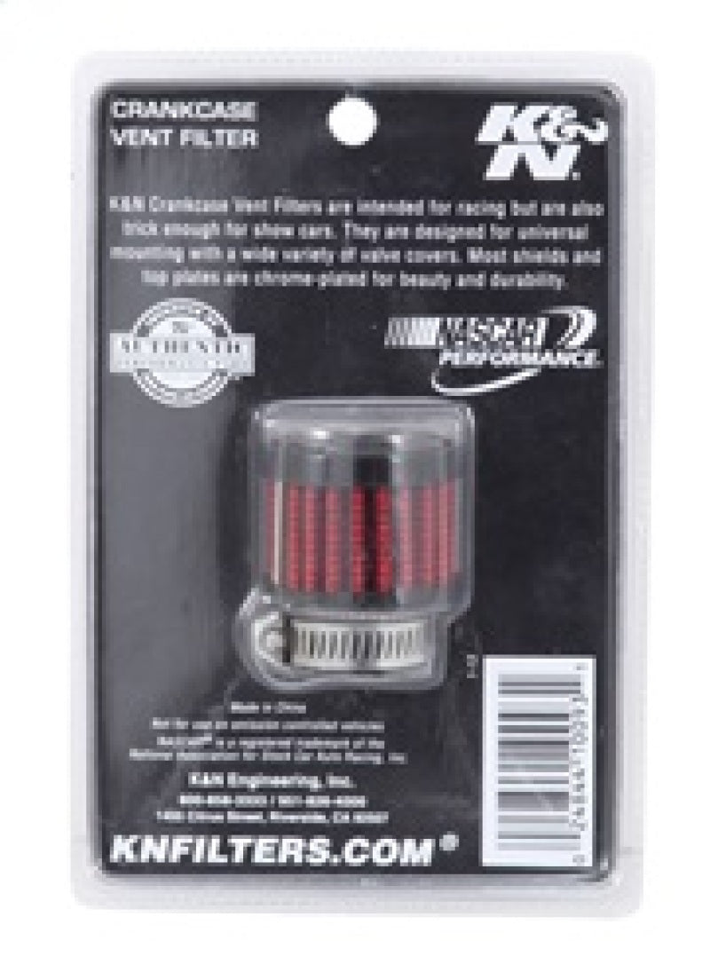 K&N Engineering 62-1560 Clamp-On Crankcase Vent Filter with Black Rubber Top and Base