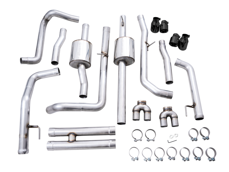 AWE Tuning 4th Gen GM 1500 6.2L 0FG Cat-Back Split Rear Exit Exhaust with Quad Diamond Black Tips
