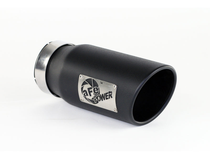 aFe Power Diesel Exhaust Tip Black - 4 in Inlet x 5 in Outlet x 12 in Length Bolt-On, Right Side