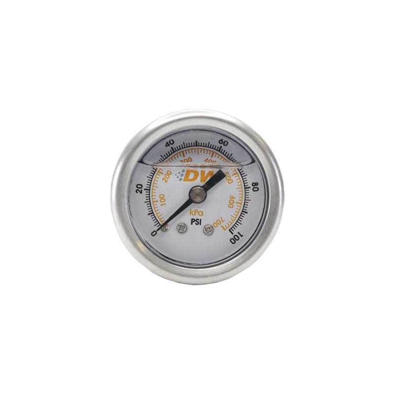 DeatschWerks 6-01-GL Mechanical Fuel Pressure Gauge, 0-100 PSI, 1/8in NPT, 1.5-inch Diameter, Brushed Aluminum Housing