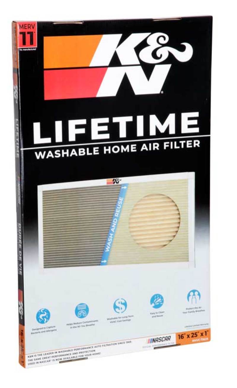 K&N HVAC Filter - 16 x 25 x 1, Reusable Synthetic Pleated Air Filter with MERV 11 Rating