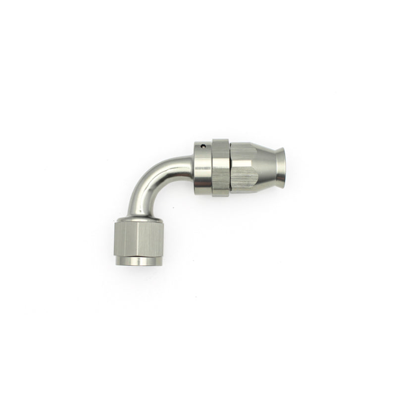 DeatschWerks 8AN Female Swivel 90-Degree Hose End PTFE with Olive Insert, Titanium Anodized - Part #6-02-0856