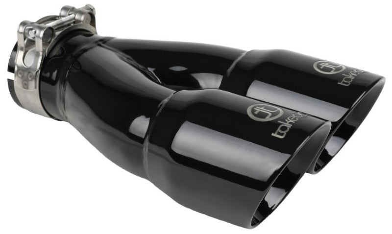 aFe Takeda 2.5-inch 304 Stainless Steel Clamp-On Exhaust Tip with Dual 3-inch Outlets - Black Finish