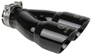 aFe Takeda 2.5-inch 304 Stainless Steel Clamp-On Exhaust Tip with Dual 3-inch Outlets - Black Finish